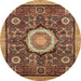 Round Machine Washable Abstract Saffron Red Rug, wshabs2345