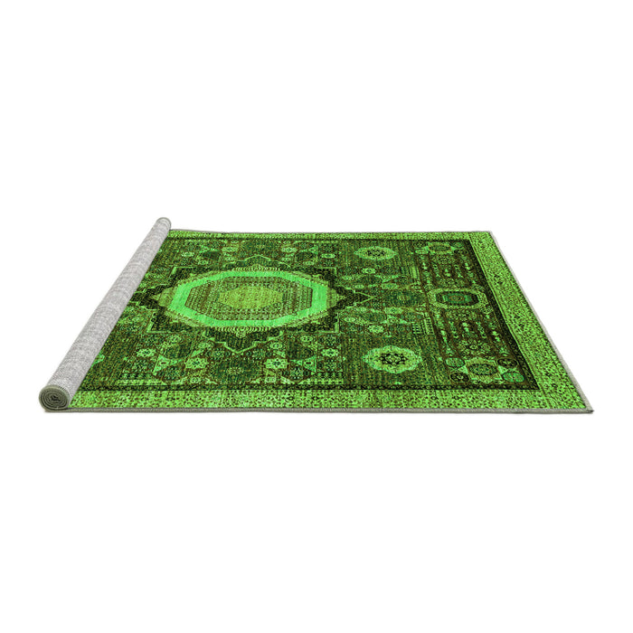 Sideview of Machine Washable Abstract Green Modern Area Rugs, wshabs2345grn