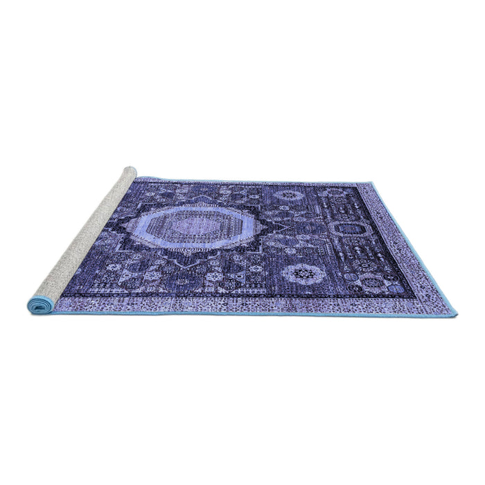 Sideview of Machine Washable Abstract Blue Modern Rug, wshabs2345blu