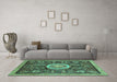 Machine Washable Abstract Turquoise Modern Area Rugs in a Living Room,, wshabs2345turq