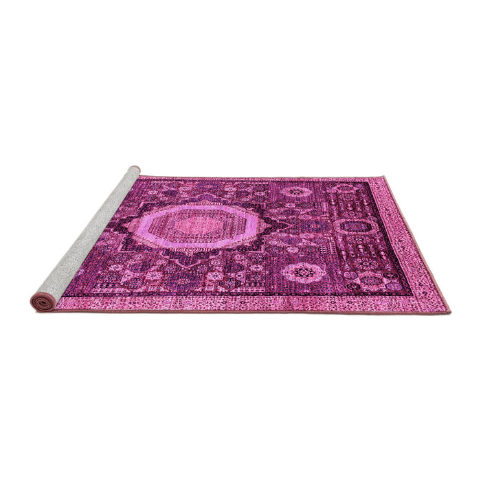 Sideview of Machine Washable Abstract Pink Modern Rug, wshabs2345pnk