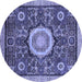 Round Abstract Blue Modern Rug, abs2345blu