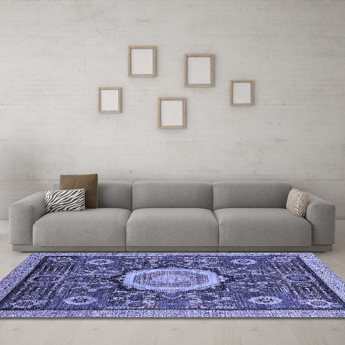Machine Washable Abstract Blue Modern Rug in a Living Room, wshabs2345blu