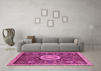 Machine Washable Abstract Pink Modern Rug, wshabs2345pnk