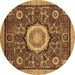 Round Machine Washable Abstract Brown Modern Rug, wshabs2345brn