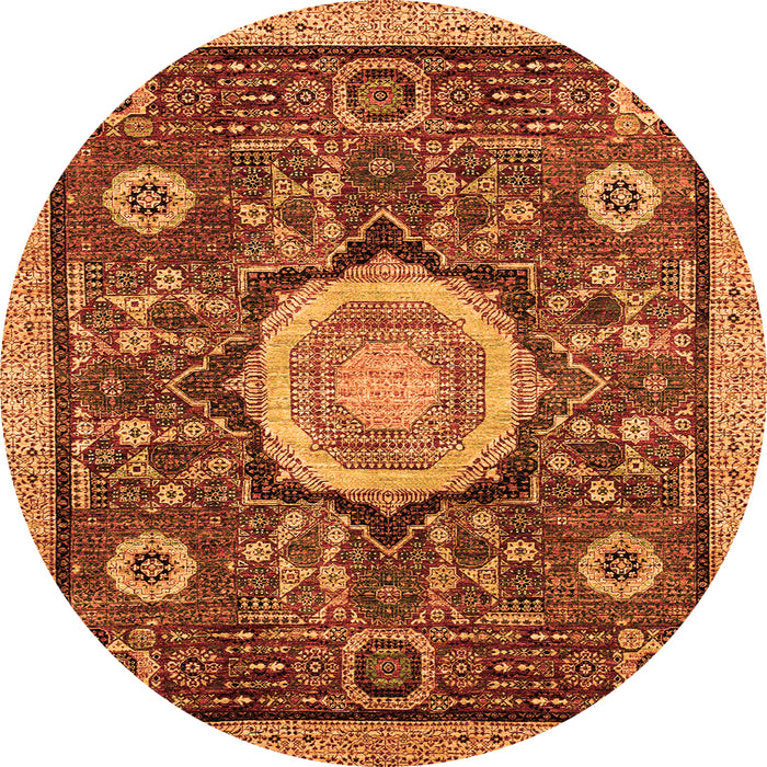 Round Abstract Orange Modern Rug, abs2345org