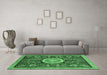 Machine Washable Abstract Emerald Green Modern Area Rugs in a Living Room,, wshabs2345emgrn