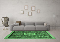 Machine Washable Abstract Emerald Green Modern Rug, wshabs2345emgrn