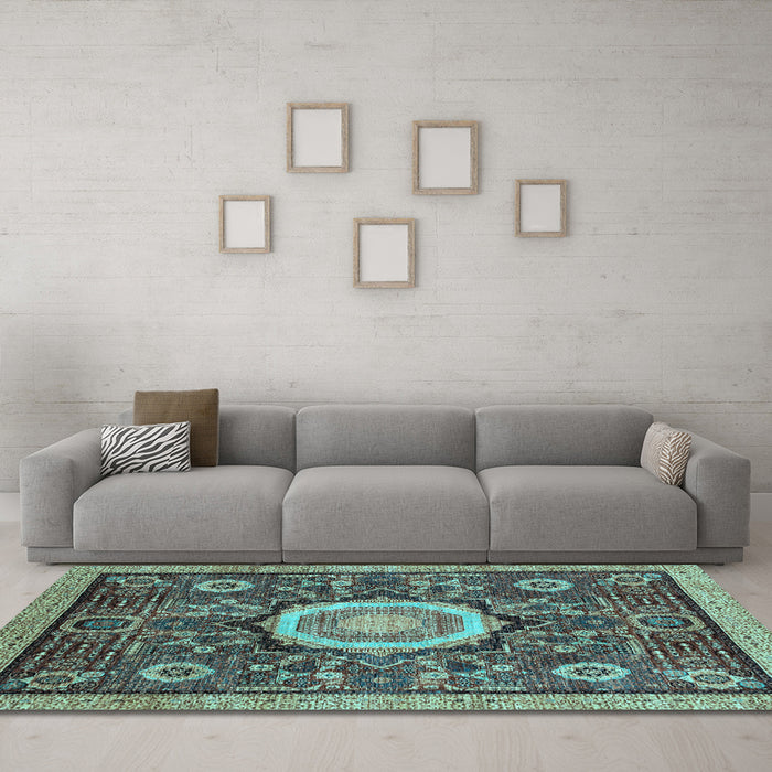 Machine Washable Abstract Light Blue Modern Rug in a Living Room, wshabs2345lblu