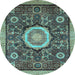 Round Abstract Light Blue Modern Rug, abs2345lblu