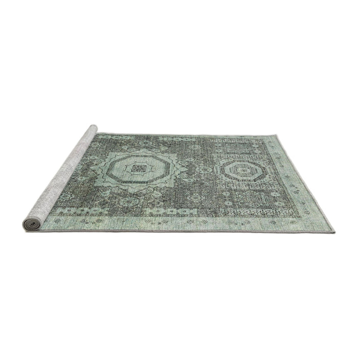 Sideview of Machine Washable Abstract Hazel Green Rug, wshabs2346