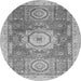 Round Abstract Gray Modern Rug, abs2346gry