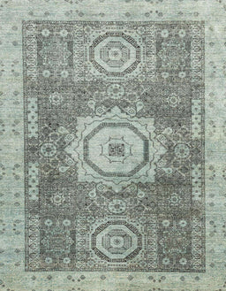 Machine Washable Abstract Hazel Green Rug, wshabs2346