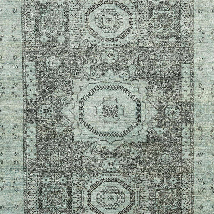 Machine Washable Abstract Hazel Green Rug, wshabs2346