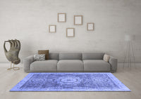 Machine Washable Abstract Blue Modern Rug, wshabs2346blu