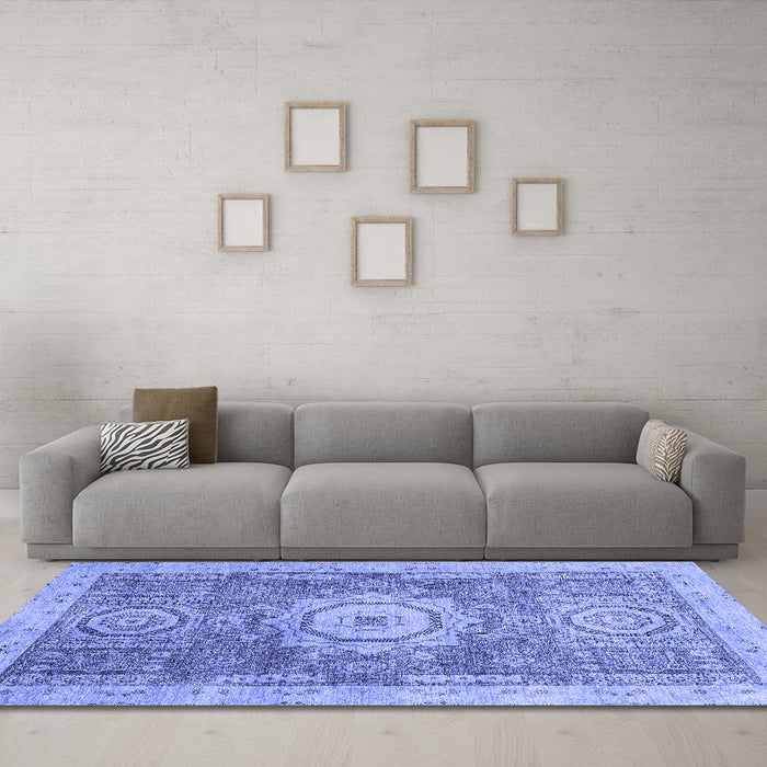 Machine Washable Abstract Blue Modern Rug in a Living Room, wshabs2346blu