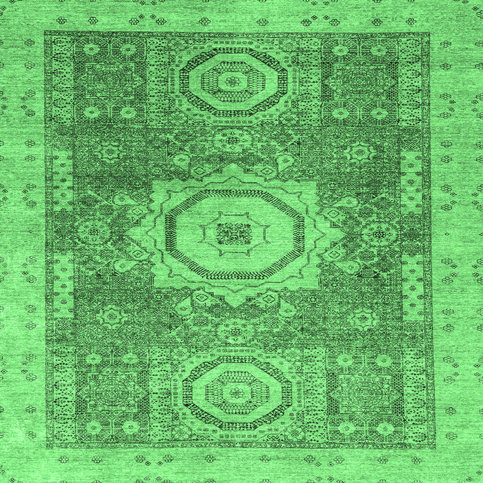 Square Machine Washable Abstract Emerald Green Modern Area Rugs, wshabs2346emgrn