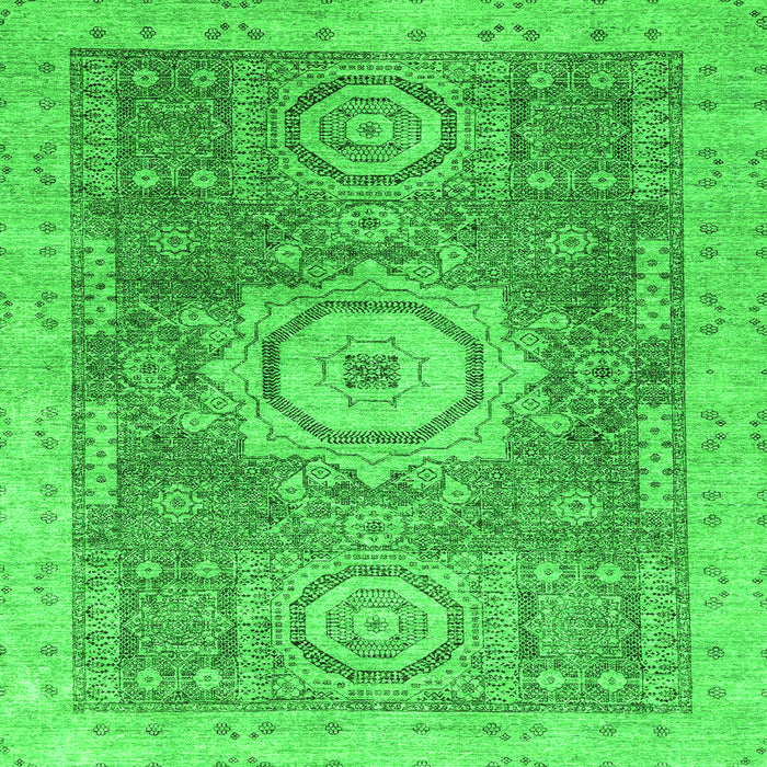 Square Machine Washable Abstract Green Modern Area Rugs, wshabs2346grn