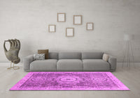 Machine Washable Abstract Pink Modern Rug, wshabs2346pnk