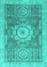 Machine Washable Abstract Turquoise Modern Area Rugs, wshabs2346turq