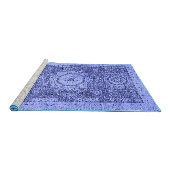 Sideview of Machine Washable Abstract Blue Modern Rug, wshabs2346blu