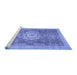 Sideview of Machine Washable Abstract Blue Modern Rug, wshabs2346blu