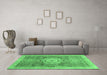 Machine Washable Abstract Emerald Green Modern Area Rugs in a Living Room,, wshabs2346emgrn