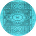 Round Machine Washable Abstract Light Blue Modern Rug, wshabs2346lblu