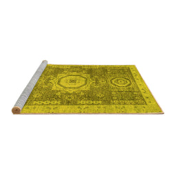 Sideview of Machine Washable Abstract Yellow Modern Rug, wshabs2346yw