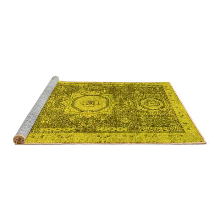 Sideview of Machine Washable Abstract Yellow Modern Rug, wshabs2346yw