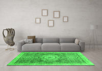 Machine Washable Abstract Green Modern Rug, wshabs2346grn