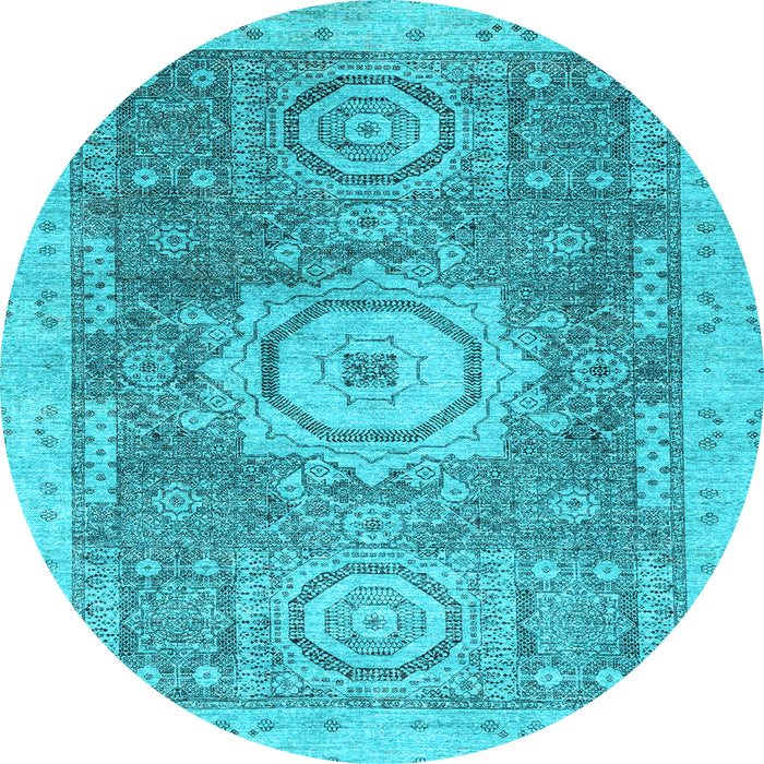 Round Abstract Light Blue Modern Rug, abs2346lblu