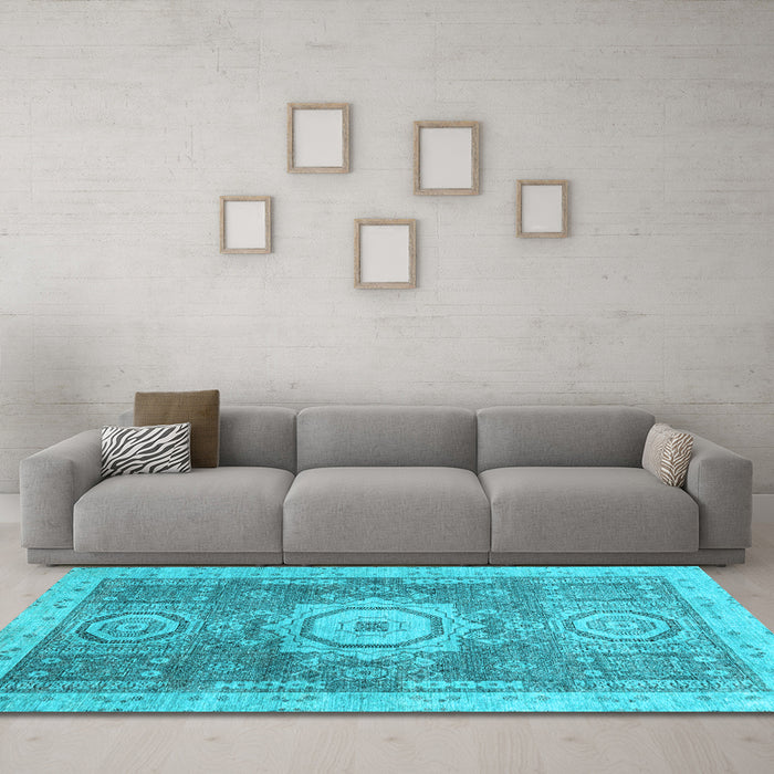 Machine Washable Abstract Light Blue Modern Rug in a Living Room, wshabs2346lblu
