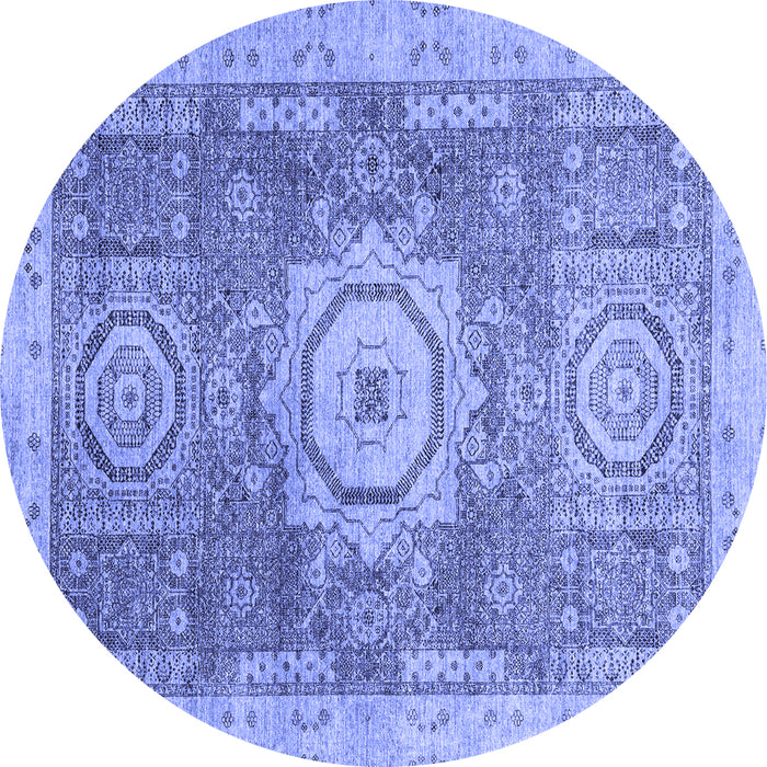 Round Abstract Blue Modern Rug, abs2346blu