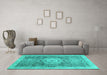 Machine Washable Abstract Turquoise Modern Area Rugs in a Living Room,, wshabs2346turq