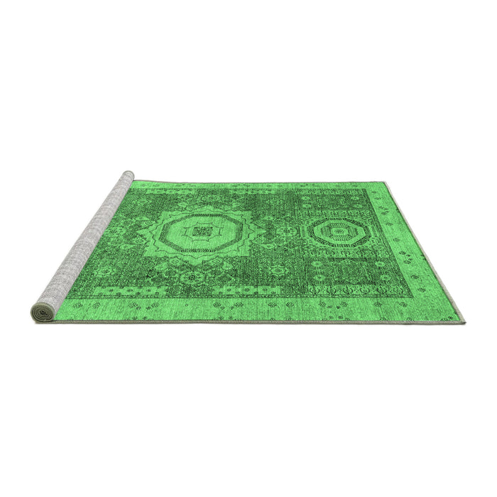 Sideview of Machine Washable Abstract Emerald Green Modern Area Rugs, wshabs2346emgrn