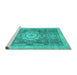 Sideview of Machine Washable Abstract Turquoise Modern Area Rugs, wshabs2346turq