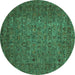 Round Abstract Turquoise Modern Rug, abs2347turq