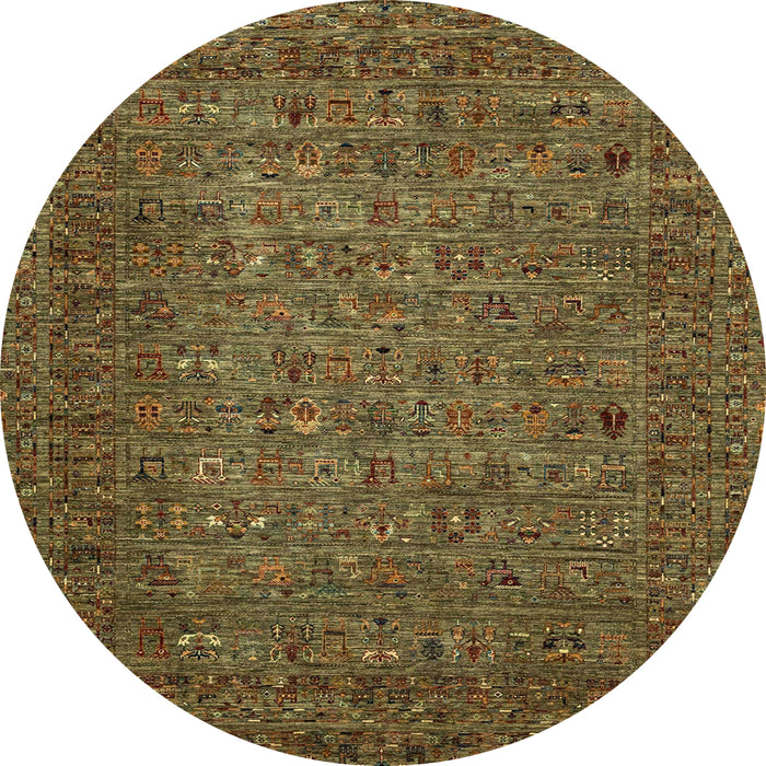 Round Abstract Reddish Brown Modern Rug, abs2347