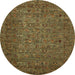 Round Abstract Reddish Brown Modern Rug, abs2347