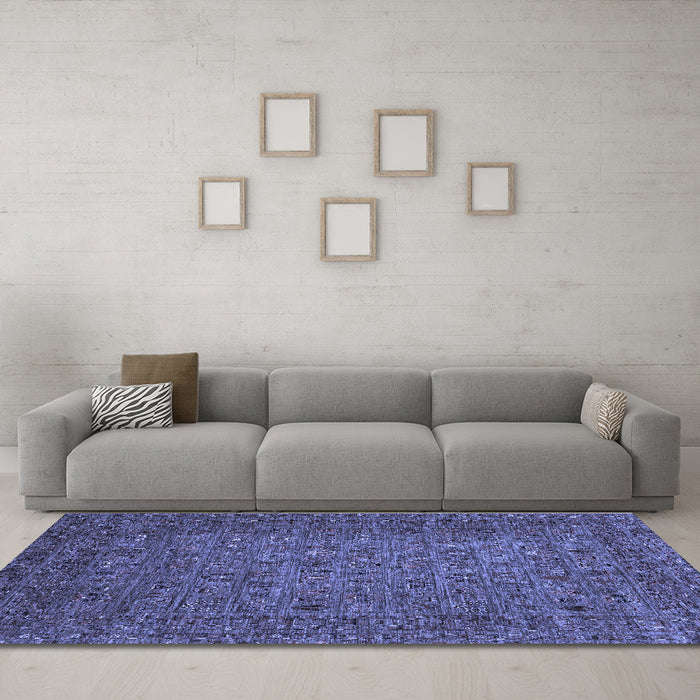 Machine Washable Abstract Blue Modern Rug in a Living Room, wshabs2347blu