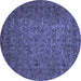 Round Machine Washable Abstract Blue Modern Rug, wshabs2347blu