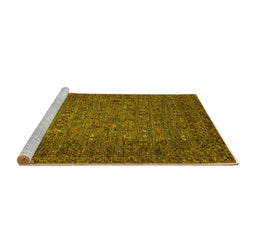Sideview of Machine Washable Abstract Yellow Modern Rug, wshabs2347yw