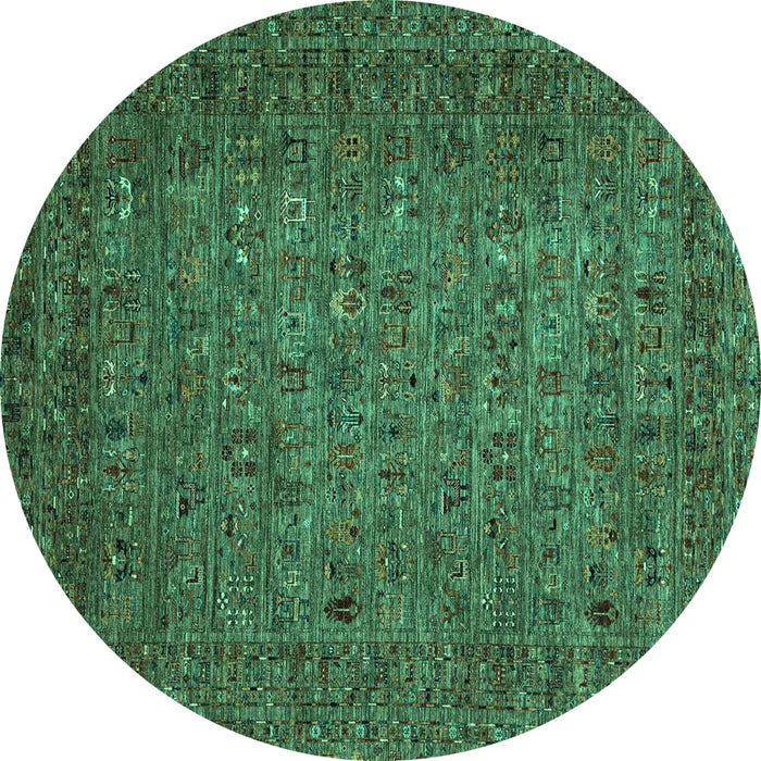 Round Machine Washable Abstract Turquoise Modern Area Rugs, wshabs2347turq