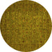 Round Machine Washable Abstract Yellow Modern Rug, wshabs2347yw