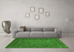 Machine Washable Abstract Green Modern Area Rugs in a Living Room,, wshabs2347grn