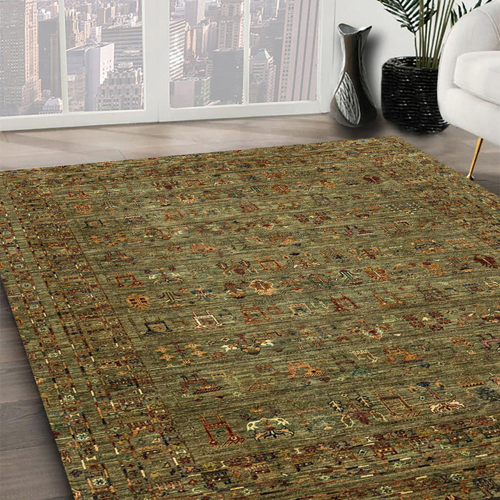 Abstract Reddish Brown Modern Rug in Family Room, abs2347