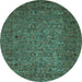 Round Abstract Light Blue Modern Rug, abs2347lblu