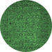 Round Abstract Emerald Green Modern Rug, abs2347emgrn