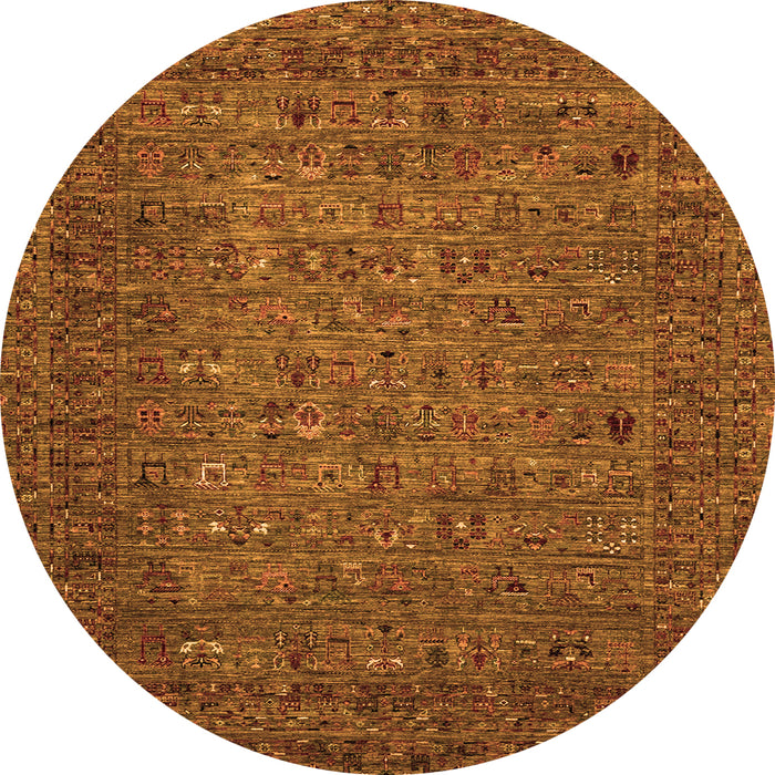 Round Machine Washable Abstract Orange Modern Area Rugs, wshabs2347org